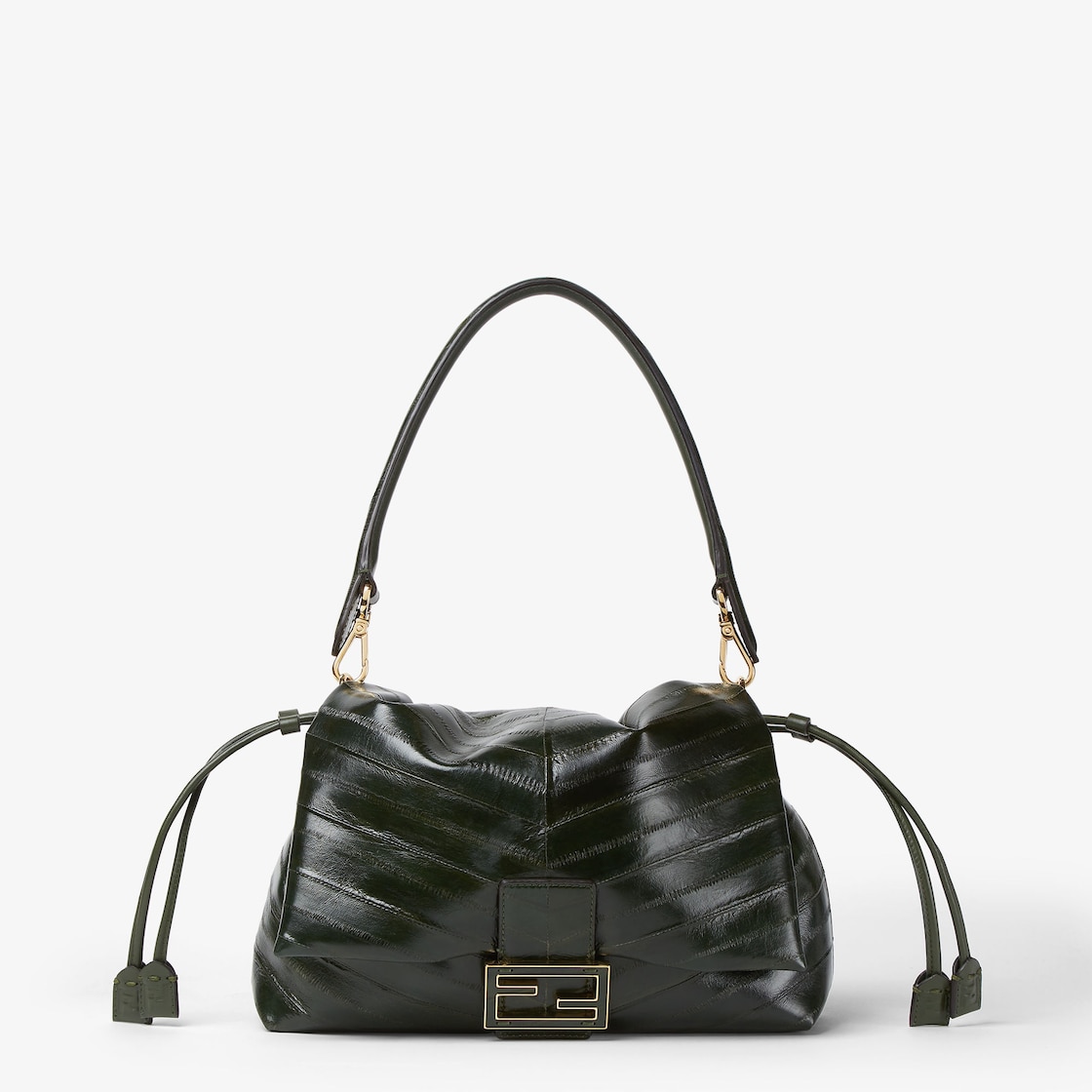 FENDI Mamma Baguette Medium Forest green inlaid hagfish leather bag - Image 1
